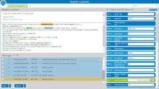 HL7 Soup showing red validation highlights for invalid date and lookup table values.